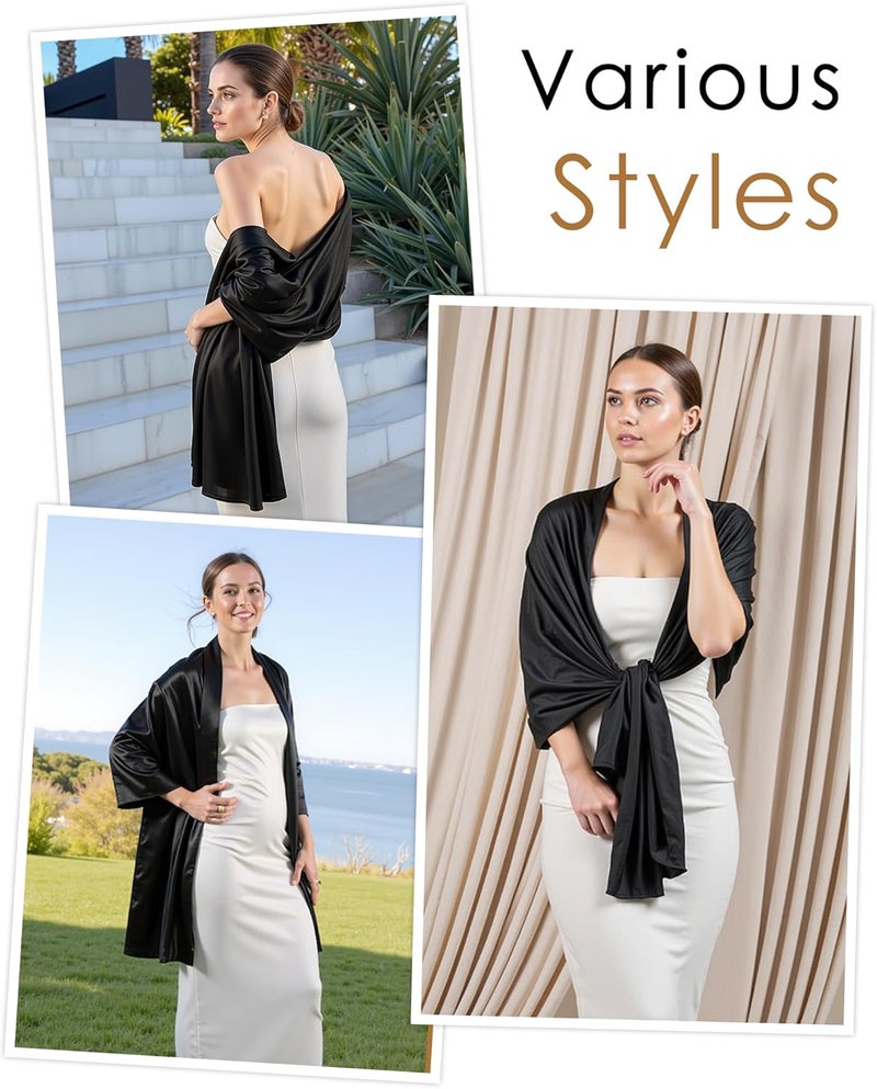 Sofier Satin Shawl Wraps for Women Evening Dresses Wedding Bridal Party Silky Scarf Formal Cover Up Bridesmaid Gifts - Image 5